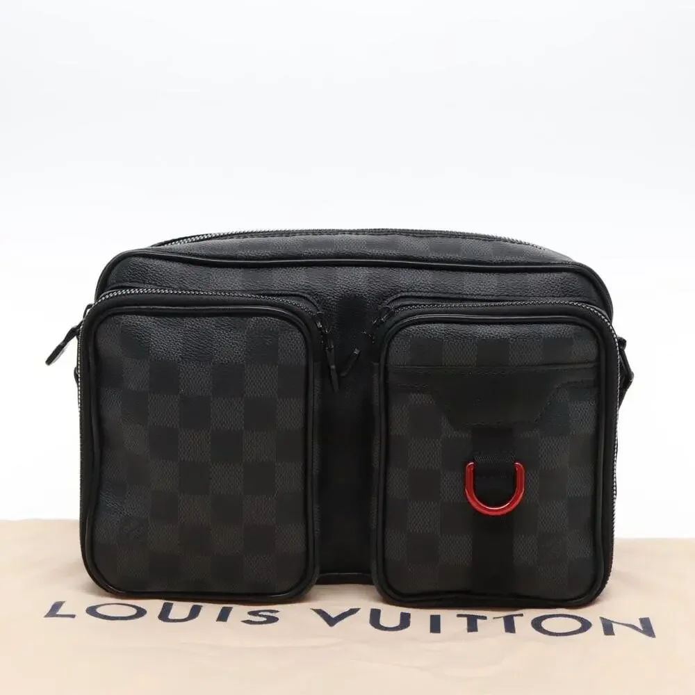 Louis Vuitton Damier Graphite Grafitte Utility Messenger Shoulder Bag Black